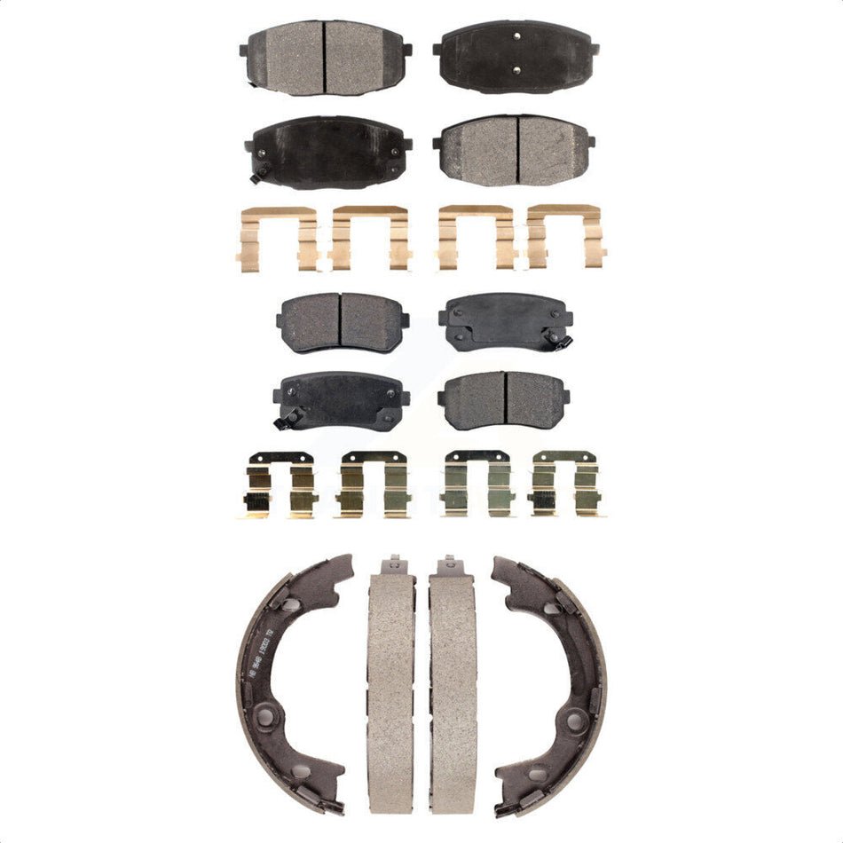Front Rear Semi-Metallic Brake Pads And Parking Shoes Kit For Hyundai Elantra KFN-100591