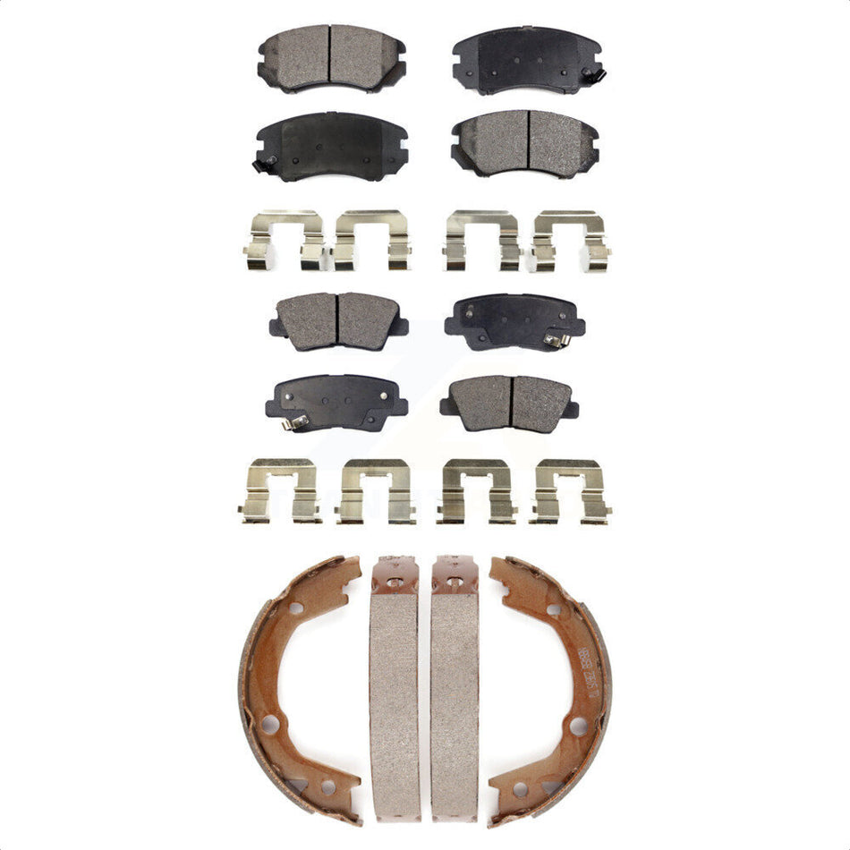 Front Rear Semi-Metallic Brake Pads And Parking Shoes Kit For Hyundai Sonata Elantra KFN-100593