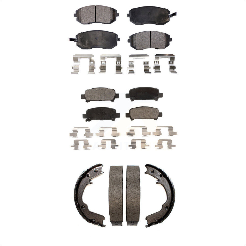 Front Rear Semi-Metallic Brake Pads And Parking Shoes Kit For Subaru Impreza Forester KFN-100602