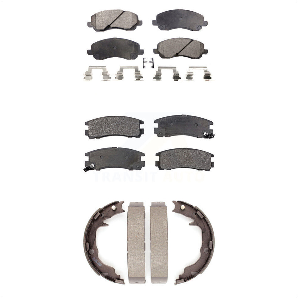 Front Rear Semi-Metallic Brake Pads And Parking Shoes Kit For Mitsubishi Galant Eclipse KFN-100617
