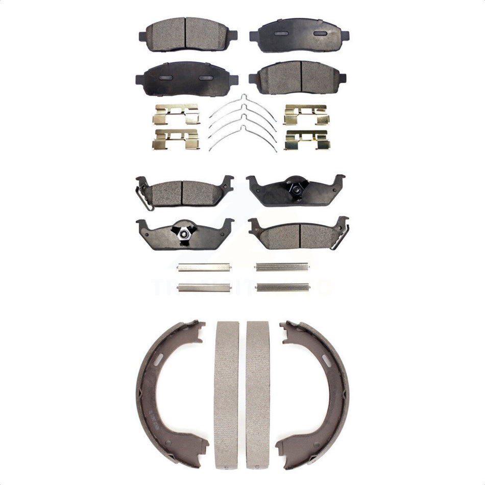 Front Rear Semi-Metallic Brake Pads And Parking Shoes Kit For 2009 Ford F-150 KFN-100620