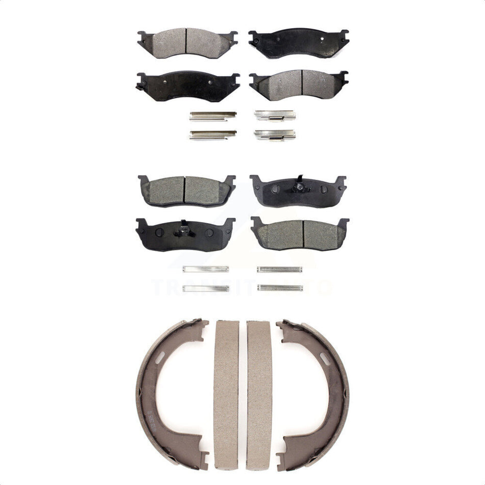 Front Rear Semi-Metallic Brake Pads And Parking Shoes Kit For Ford F-150 Expedition Heritage Lincoln Navigator F-250 KFN-100621