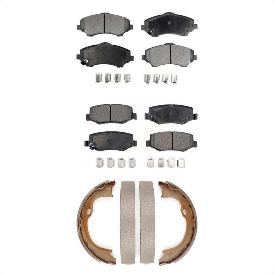 Front Rear Semi-Metallic Brake Pads And Parking Shoes Kit For Jeep Wrangler Liberty Dodge Nitro KFN-100635