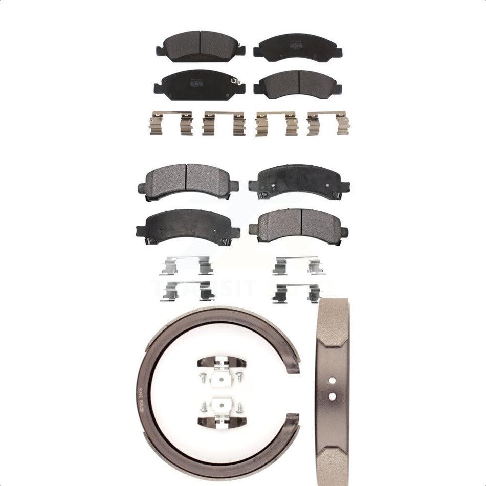 Front Rear Semi-Metallic Brake Pads And Parking Shoes Kit For Chevrolet Express 1500 GMC Savana KFN-100659