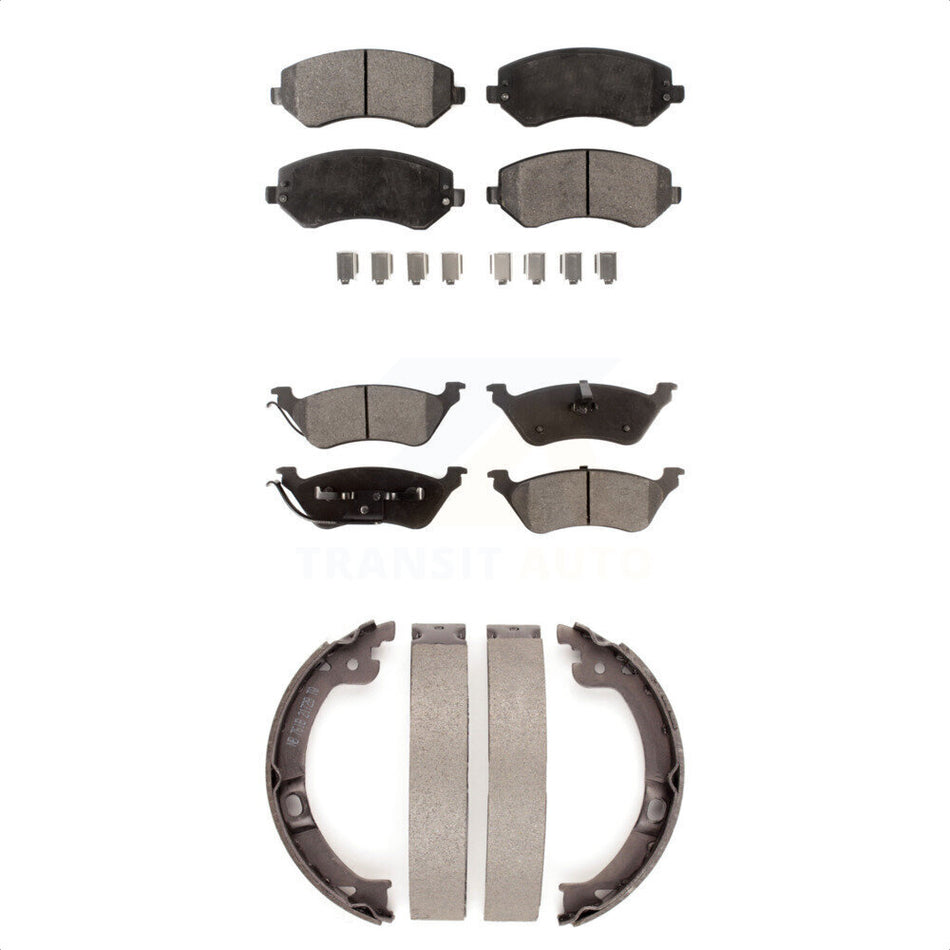 Front Rear Semi-Metallic Brake Pads And Parking Shoes Kit For 2001 Chrysler Voyager KFN-100680
