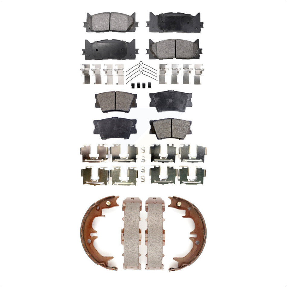 Front Rear Semi-Metallic Brake Pads And Parking Shoes Kit For Toyota Camry Lexus ES350 Avalon KFN-100691