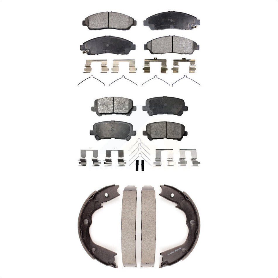 Front Rear Semi-Metallic Brake Pads And Parking Shoes Kit For Honda Pilot Acura MDX ZDX KFN-100701