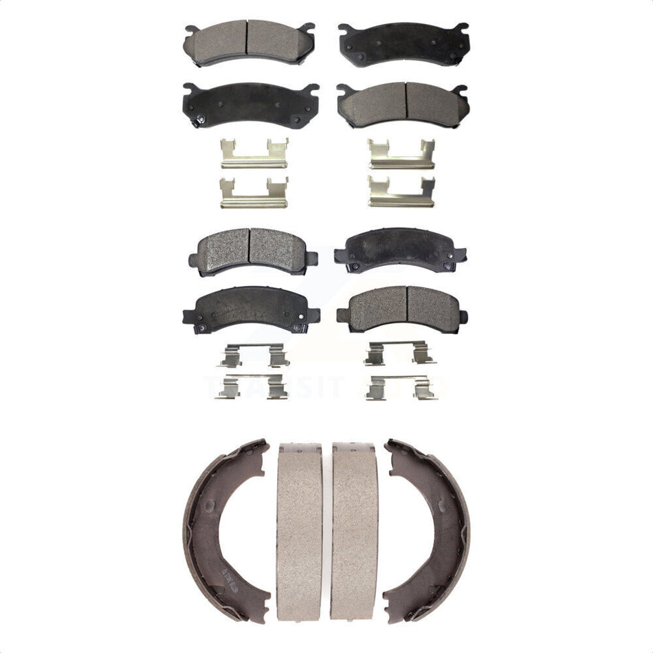 Front Rear Semi-Metallic Brake Pads And Parking Shoes Kit For Chevrolet Express 2500 GMC Savana KFN-100706