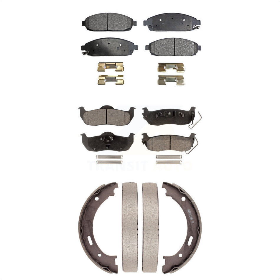 Front Rear Semi-Metallic Brake Pads And Parking Shoes Kit For Jeep Grand Cherokee Commander KFN-100732