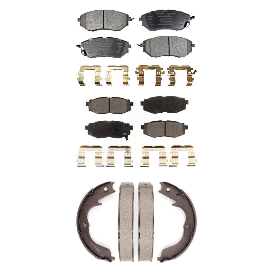 Front Rear Semi-Metallic Brake Pads And Parking Shoes Kit For Subaru Outback Legacy KFN-100735