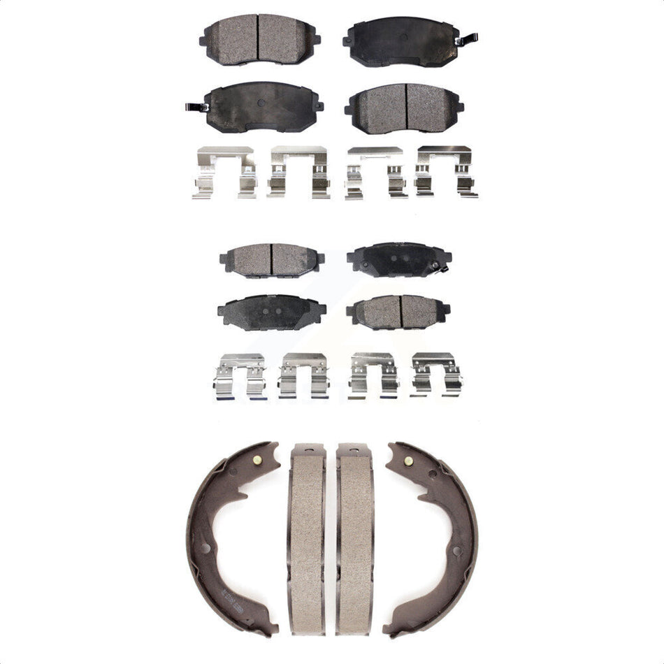 Front Rear Semi-Metallic Brake Pads And Parking Shoes Kit For Subaru Outback Forester Impreza Legacy KFN-100736