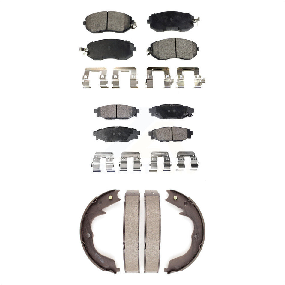 Front Rear Semi-Metallic Brake Pads And Parking Shoes Kit For Subaru Impreza Forester KFN-100737