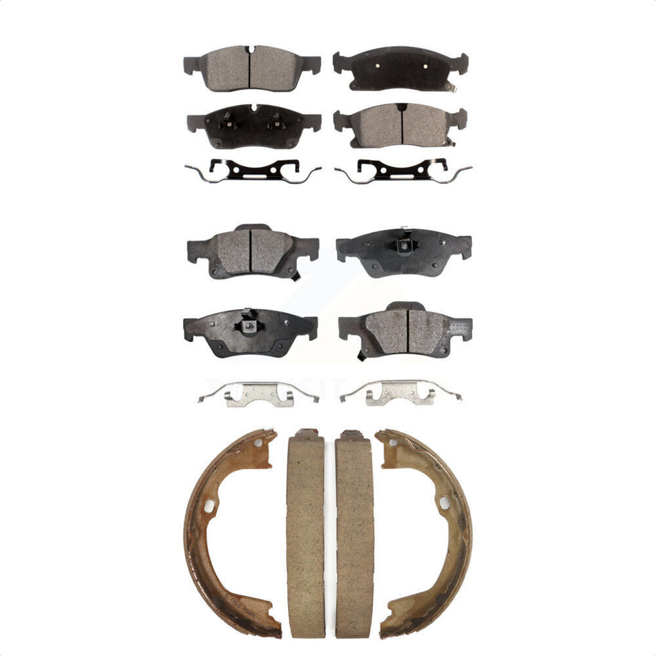 Front Rear Semi-Metallic Brake Pads And Parking Shoes Kit For Jeep Grand Cherokee Dodge Durango KFN-100743