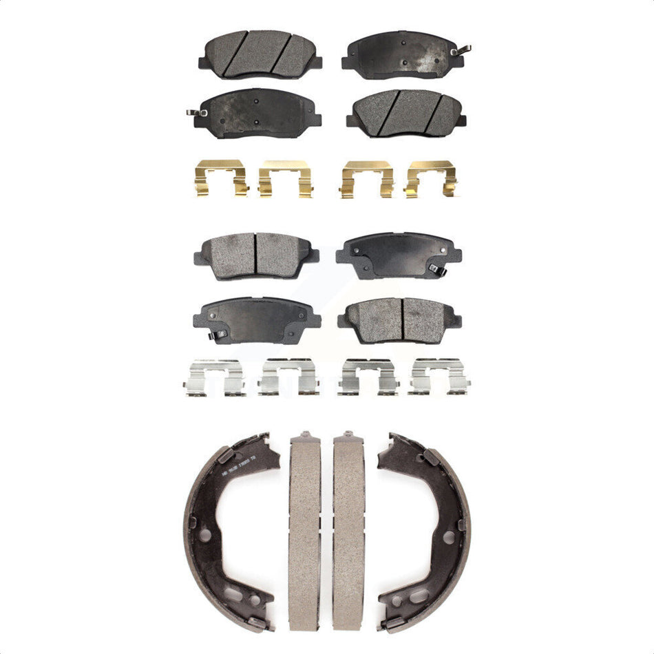Front Rear Semi-Metallic Brake Pads And Parking Shoes Kit For Hyundai Genesis 3.8L KFN-100748