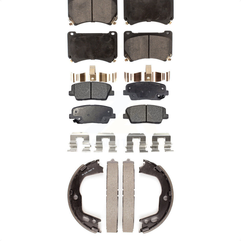 Front Rear Semi-Metallic Brake Pads And Parking Shoes Kit For Hyundai Genesis Equus KFN-100749