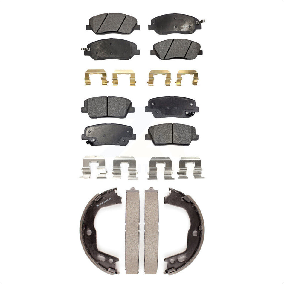 Front Rear Semi-Metallic Brake Pads And Parking Shoes Kit For Hyundai Genesis 3.8L KFN-100750