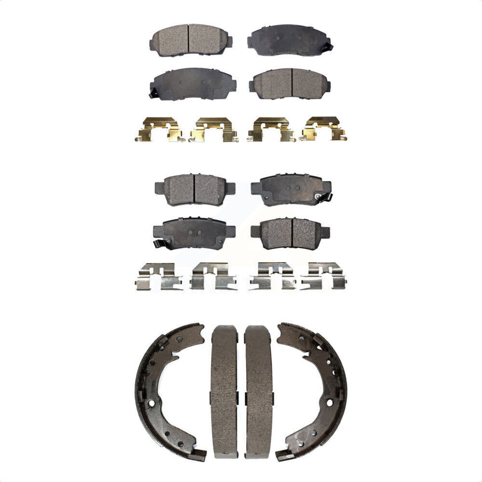 Front Rear Semi-Metallic Brake Pads And Parking Shoes Kit For 2005-2010 Honda Odyssey KFN-100767