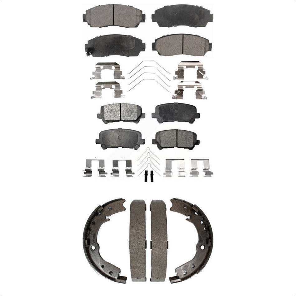 Front Rear Semi-Metallic Brake Pads And Parking Shoes Kit For 2011-2017 Honda Odyssey KFN-100768