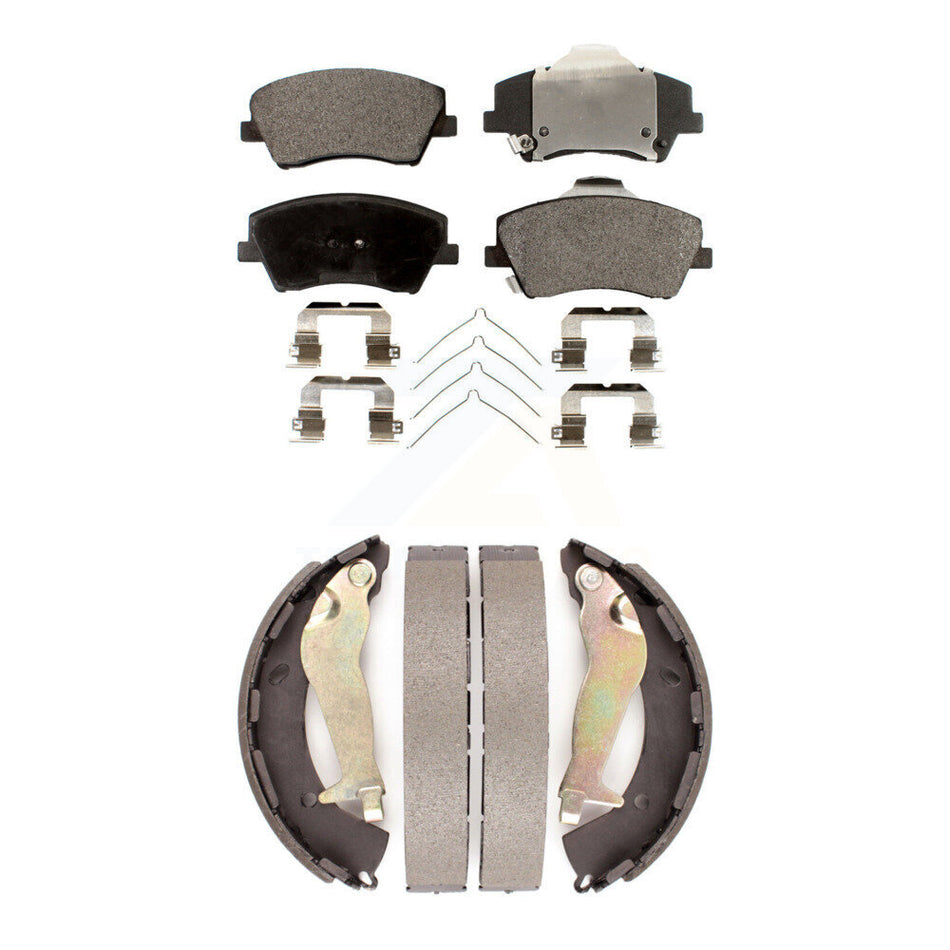 Front Rear Semi-Metallic Brake Pads And Drum Shoes Kit For Hyundai Elantra KFN-100783