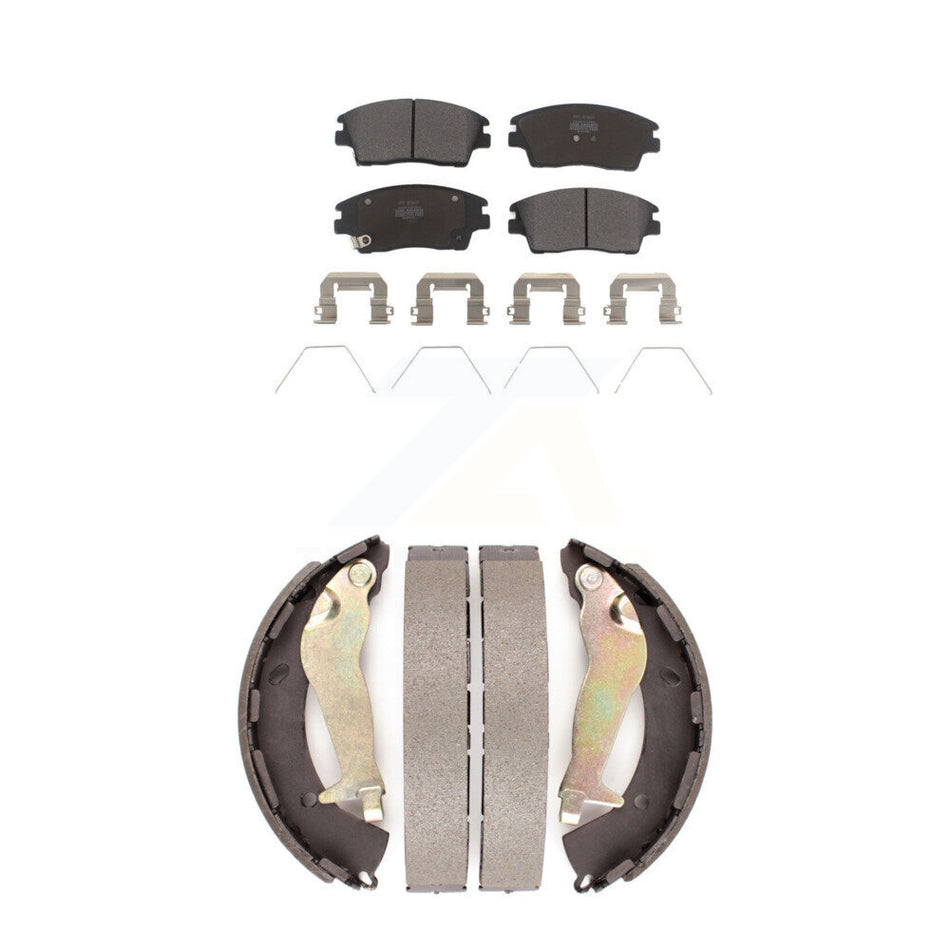 Front Rear Semi-Metallic Brake Pads And Drum Shoes Kit For 2017-2020 Hyundai Elantra 1.6L KFN-100784