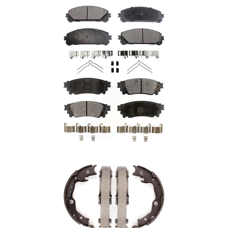 Front Rear Semi-Metallic Brake Pads And Parking Shoes Kit For 2020-2021 Toyota Camry TRD KFN-100798