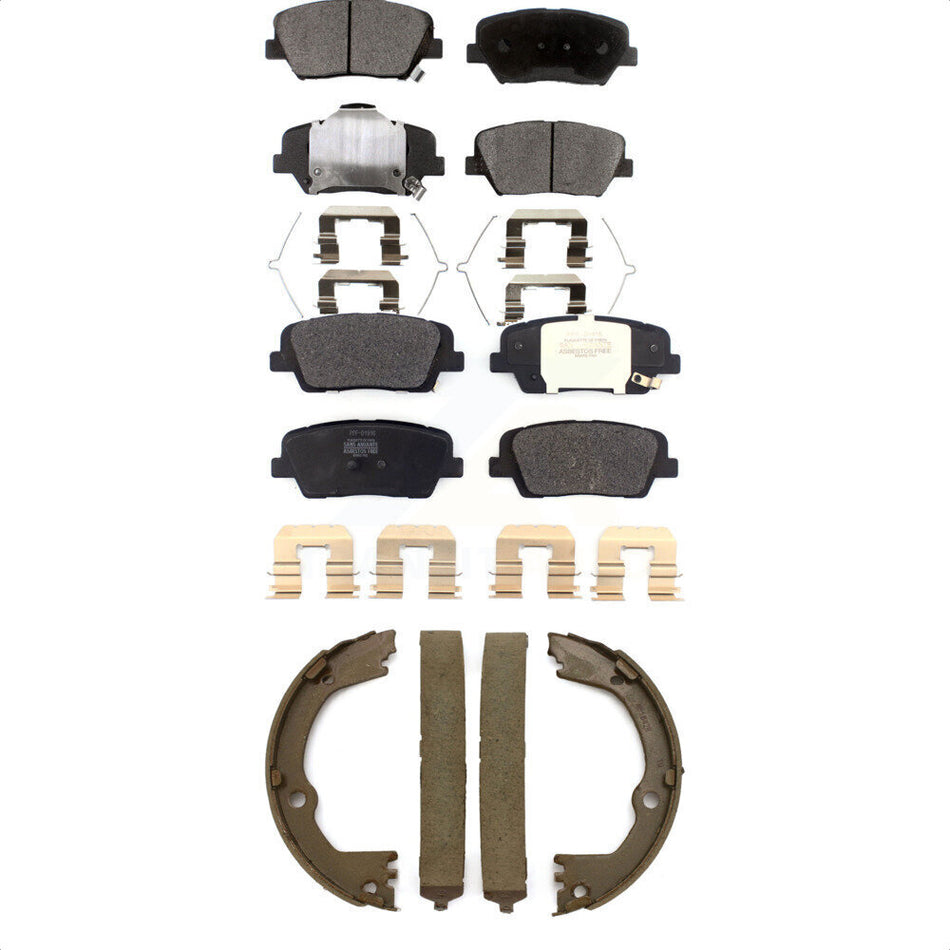 Front Rear Semi-Metallic Brake Pads And Parking Shoes Kit For 2017-2018 Hyundai Santa Fe Sport KFN-100807