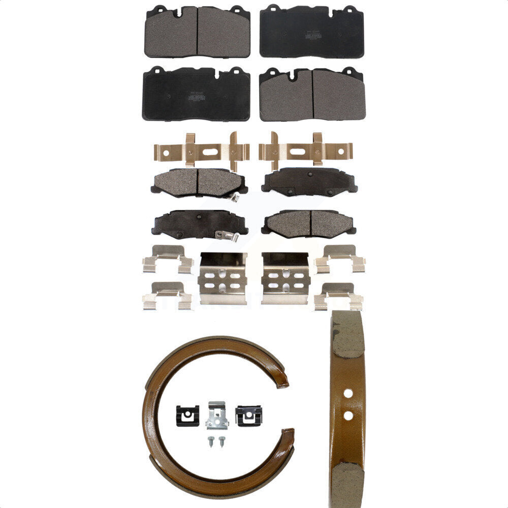 Front Rear Semi-Metallic Brake Pads And Parking Shoe Kit For 2012 Chevrolet Corvette Base KFN-100814
