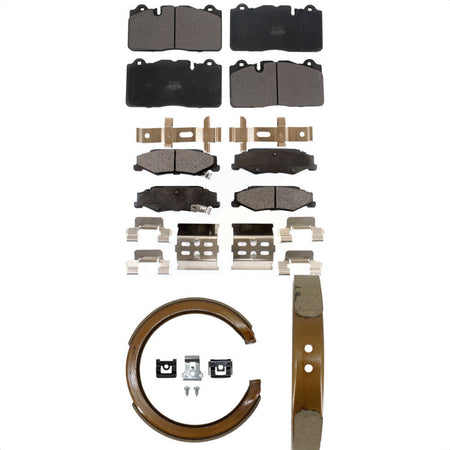 Front Rear Semi-Metallic Brake Pads And Parking Shoe Kit For 2012 Chevrolet Corvette Base KFN-100814