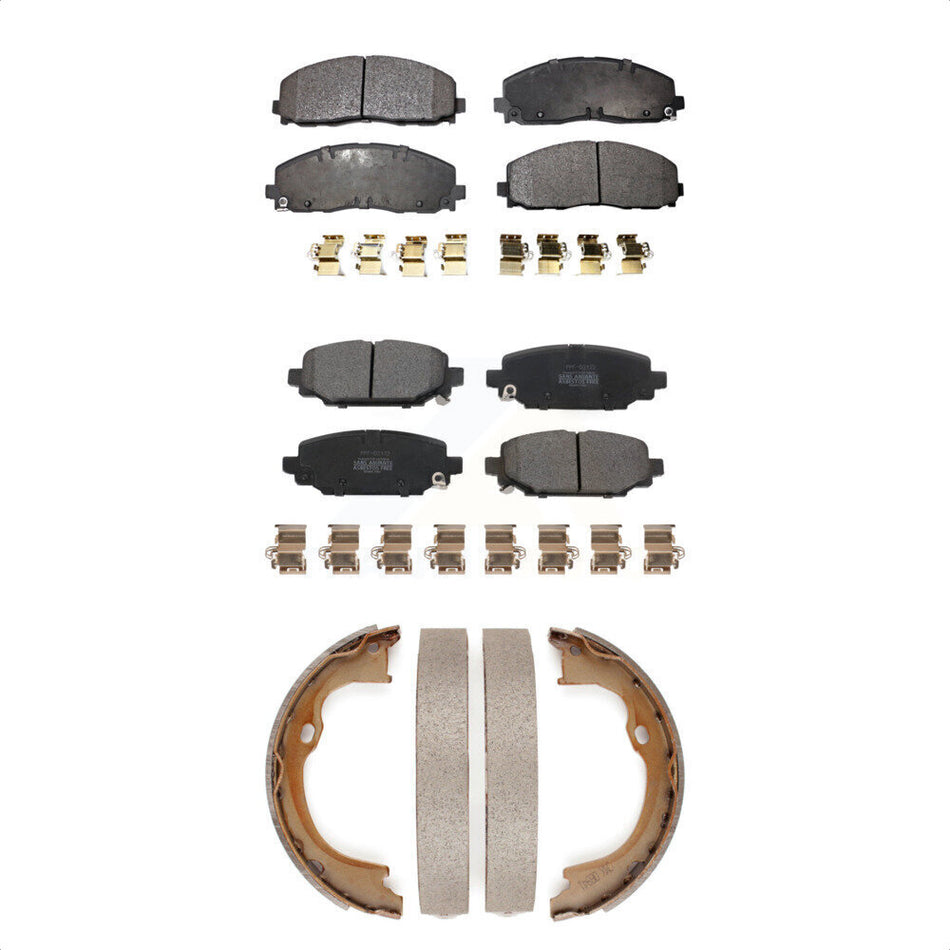 Front Rear Semi-Metallic Brake Pads And Parking Shoes Kit For Jeep Wrangler KFN-100818