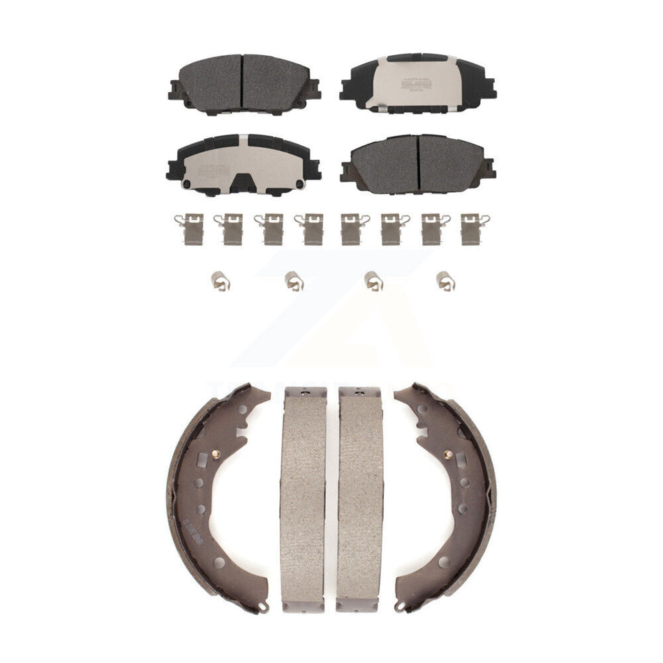 Front Rear Semi-Metallic Brake Pads And Drum Shoes Kit For 2019 Toyota Corolla 2.0L KFN-100822