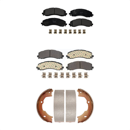 Front Rear Semi-Metallic Brake Pads Parking Shoe Kit For Ram 3500 With Single Wheels KFN-100831
