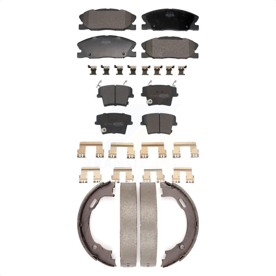 Front Rear Semi-Metallic Brake Pads And Parking Shoes Kit For Dodge Charger KFN-100834