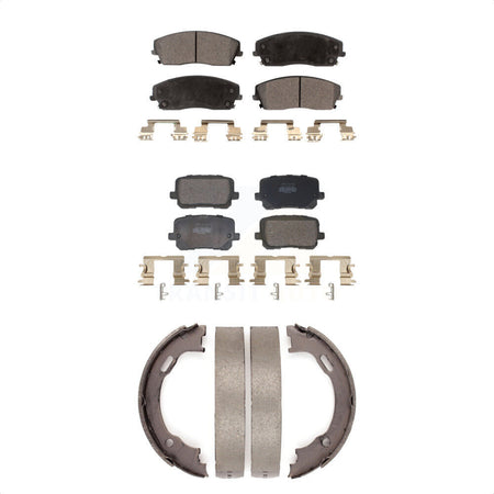 Front Rear Semi-Metallic Brake Pads And Parking Shoes Kit For Dodge Charger KFN-100836