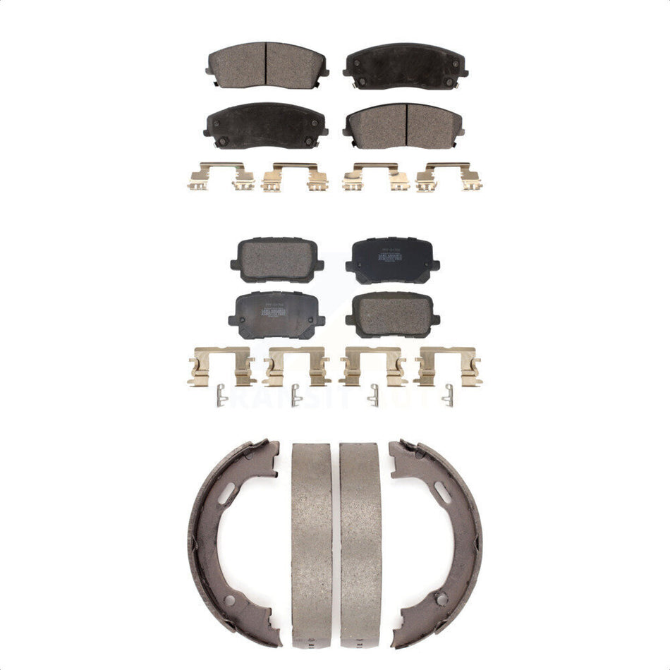 Front Rear Semi-Metallic Brake Pads And Parking Shoes Kit For Dodge Charger KFN-100836