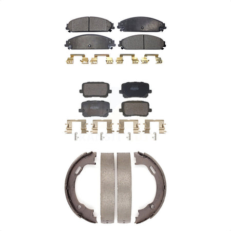Front Rear Semi-Metallic Brake Pads And Parking Shoes Kit For Dodge Charger RWD with 5.7L KFN-100837
