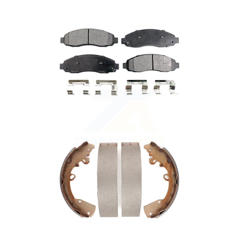 Front Rear Semi-Metallic Brake Pads And Drum Shoes Kit For 2004 Dodge Dakota 3.7L KFN-100840