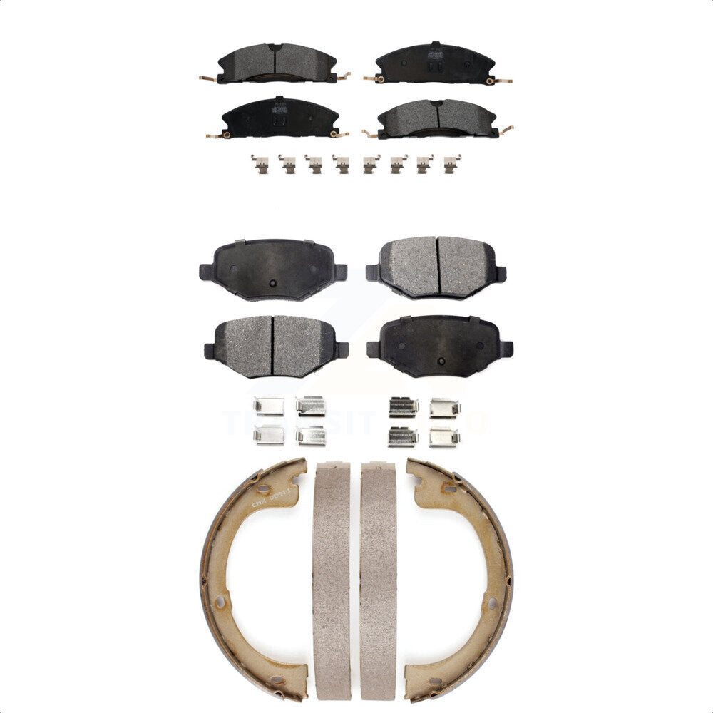 Front Rear Semi-Metallic Brake Pads And Parking Shoes Kit For Lincoln MKT KFN-100846