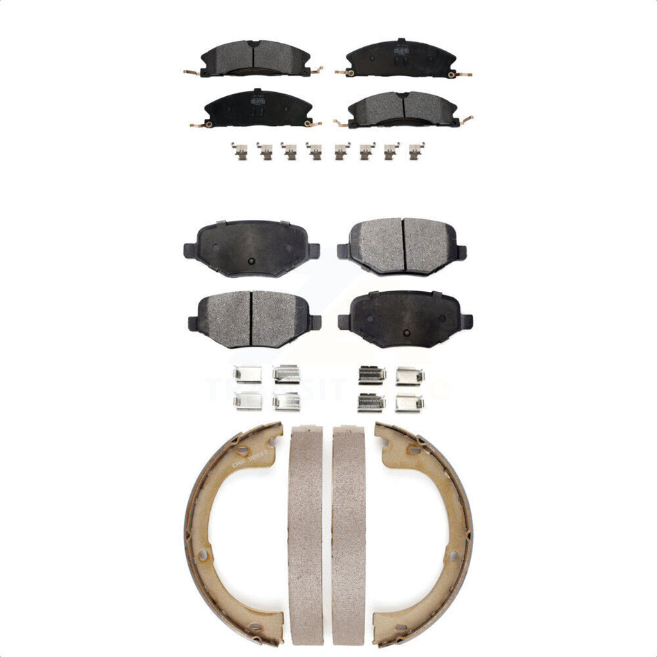 Front Rear Semi-Metallic Brake Pads And Parking Shoes Kit For Lincoln MKT KFN-100846