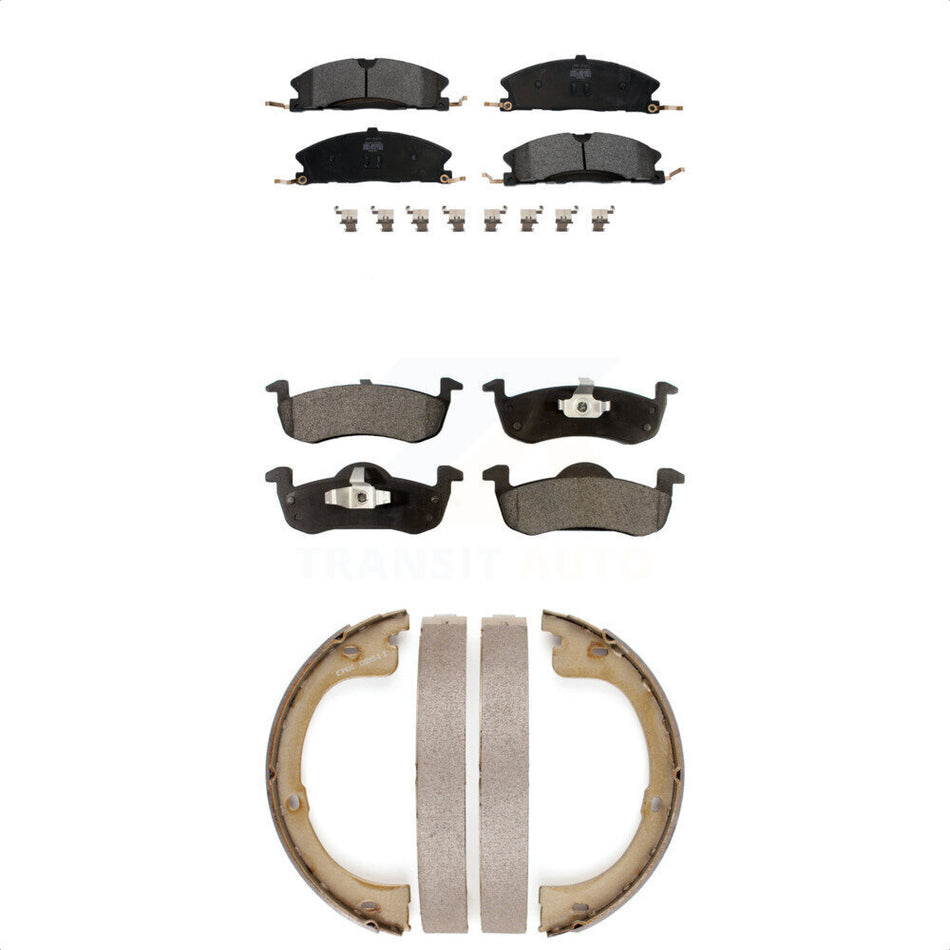 Front Rear Semi-Metallic Brake Pads And Parking Shoes Kit For Lincoln MKT KFN-100847