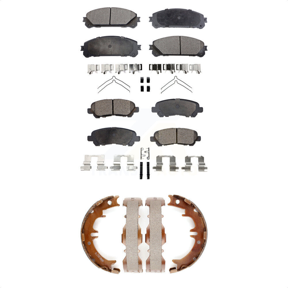 Front Rear Semi-Metallic Brake Pads And Parking Shoes Kit For 2008-2013 Toyota Highlander KFN-100851