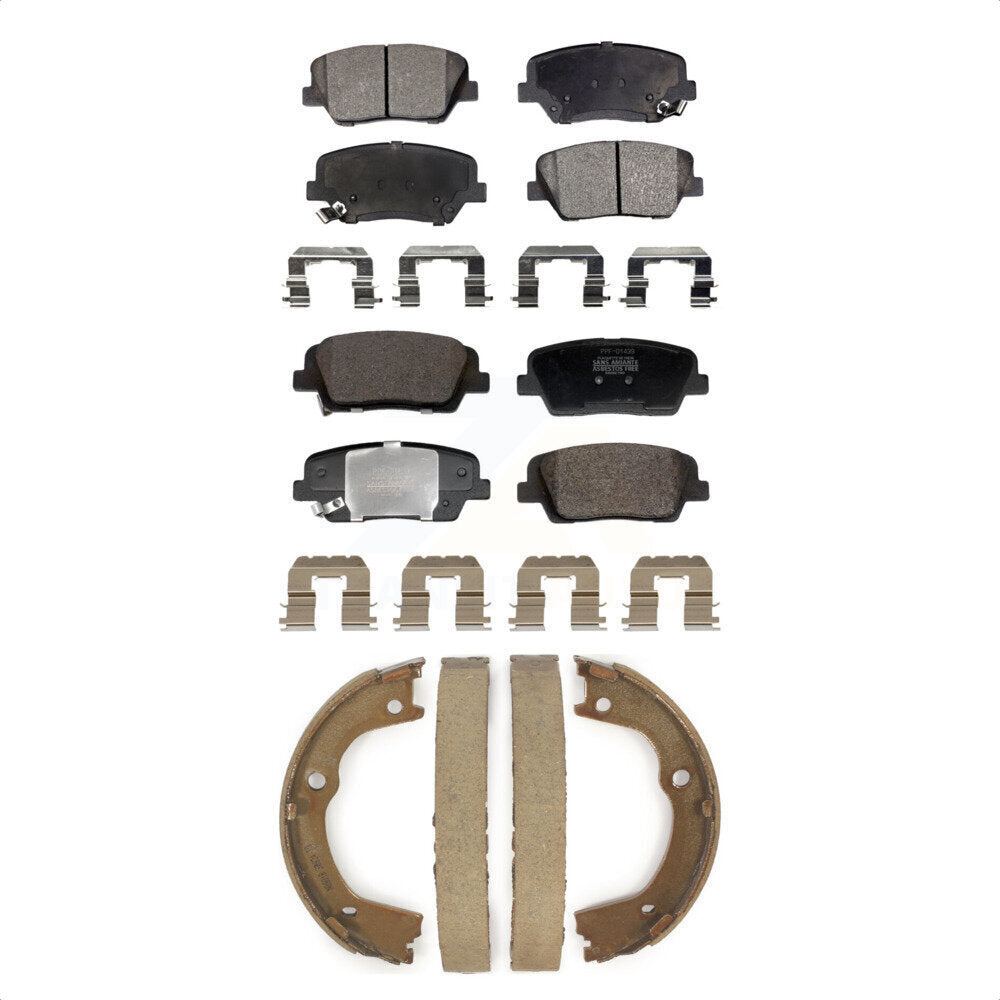 Front Rear Semi-Metallic Brake Pads And Parking Shoe Kit For Hyundai Santa Fe Kia Sorento KFN-100852