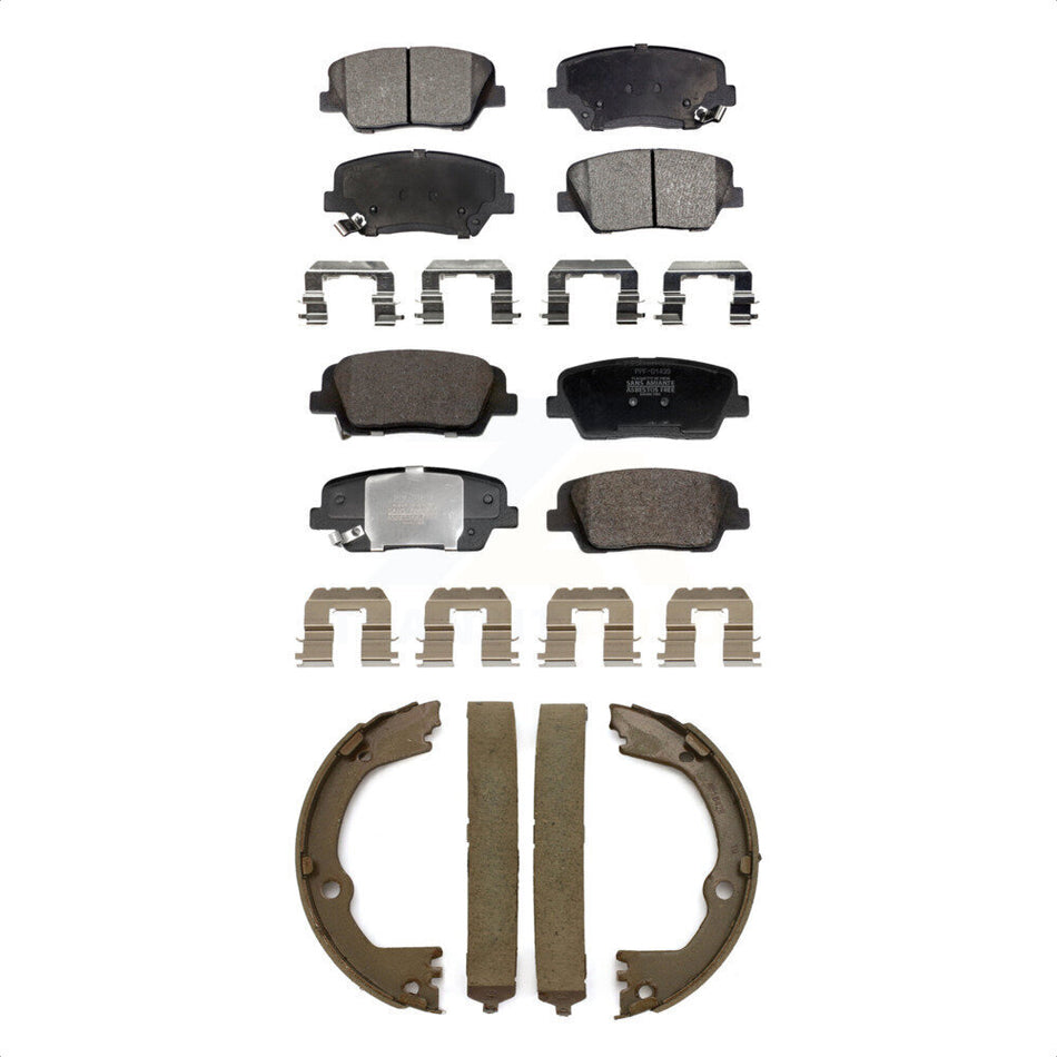 Front Rear Semi-Metallic Brake Pads And Parking Shoes Kit For Hyundai Santa Fe Sport Kia KFN-100856