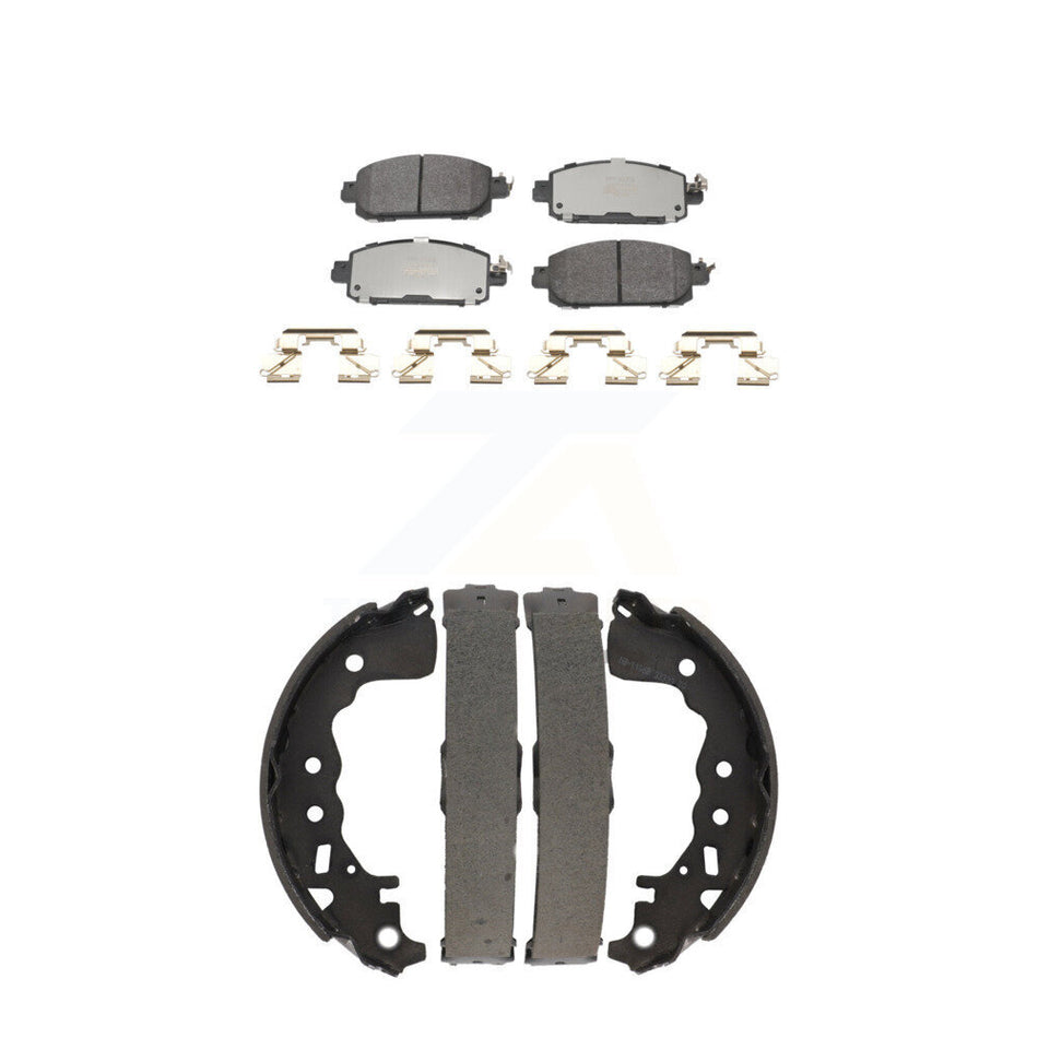 Front Rear Semi-Metallic Brake Pads Drum Shoes Kit For 2021 Nissan Kicks Disc rear brakes KFN-100858