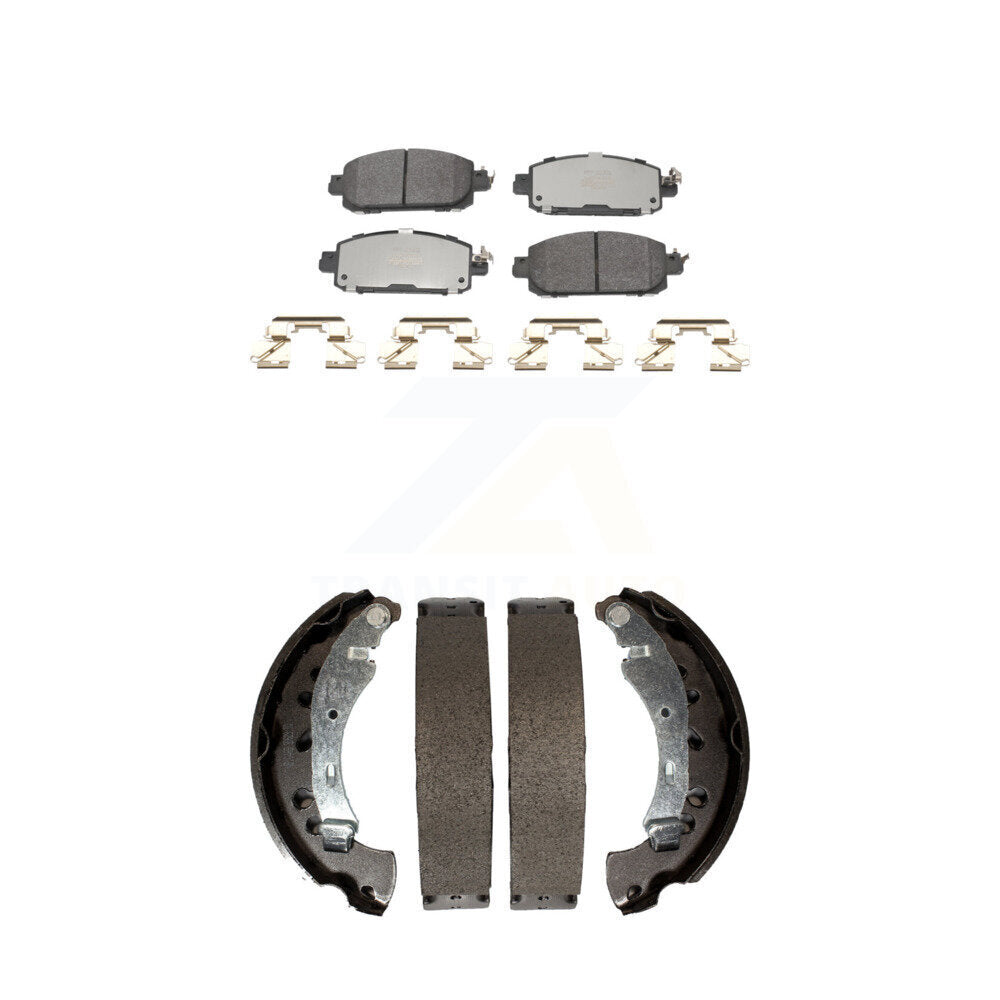 Front Rear Semi-Metallic Brake Pads And Drum Shoes Kit For 2020-2023 Nissan Sentra KFN-100862
