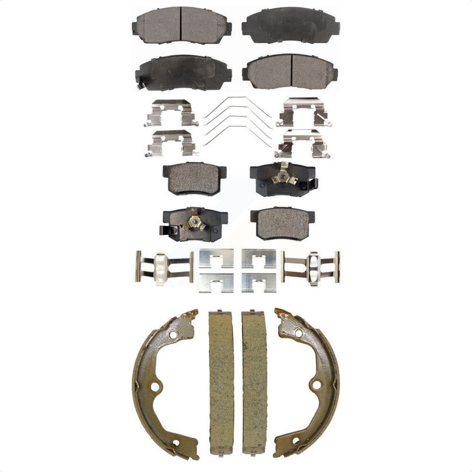 Front Rear Semi-Metallic Brake Pads And Parking Shoes Kit For Honda Crosstour Accord KFN-100870