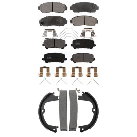 Front Rear Semi-Metallic Brake Pads And Parking Shoes Kit For 2019-2024 Honda Passport KFN-100874