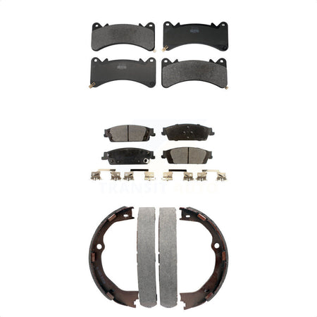 Front Rear Semi-Metallic Brake Pads Parking Shoes Kit For GMC Chevrolet Sierra 1500 Tahoe KFN-100875