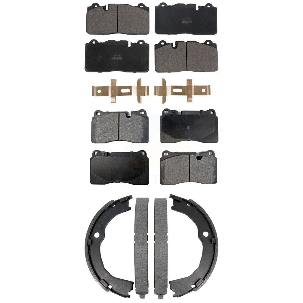 Front Rear Semi-Metallic Brake Pads Parking Shoes Kit For 2014-2015 Chevrolet Camaro Z 28 KFN-100879