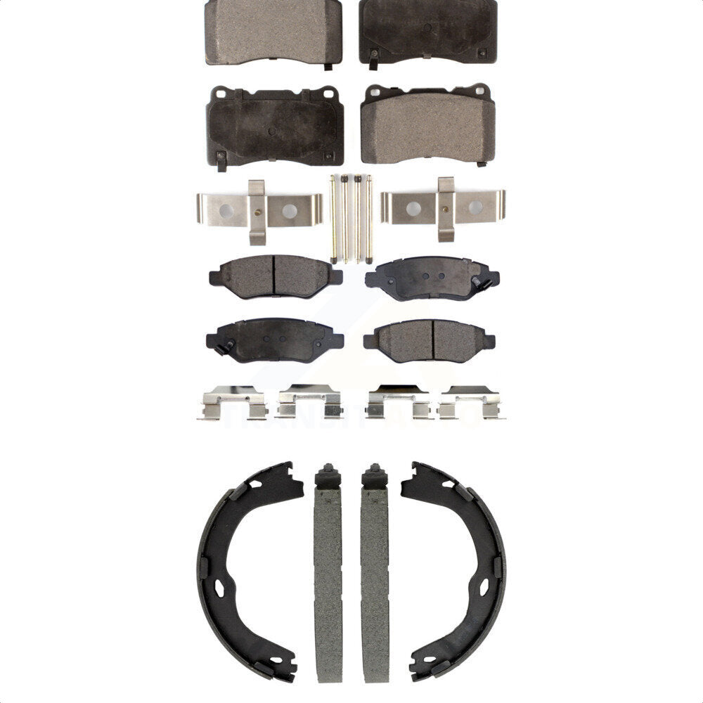 Front Rear Semi-Metallic Brake Pads And Parking Shoes Kit For Cadillac CTS KFN-100882