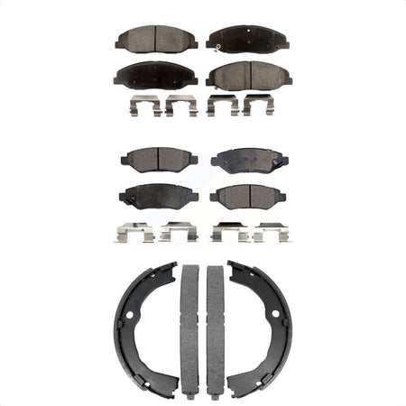 Front Rear Semi-Metallic Brake Pads And Parking Shoes Kit For Cadillac CTS KFN-100886